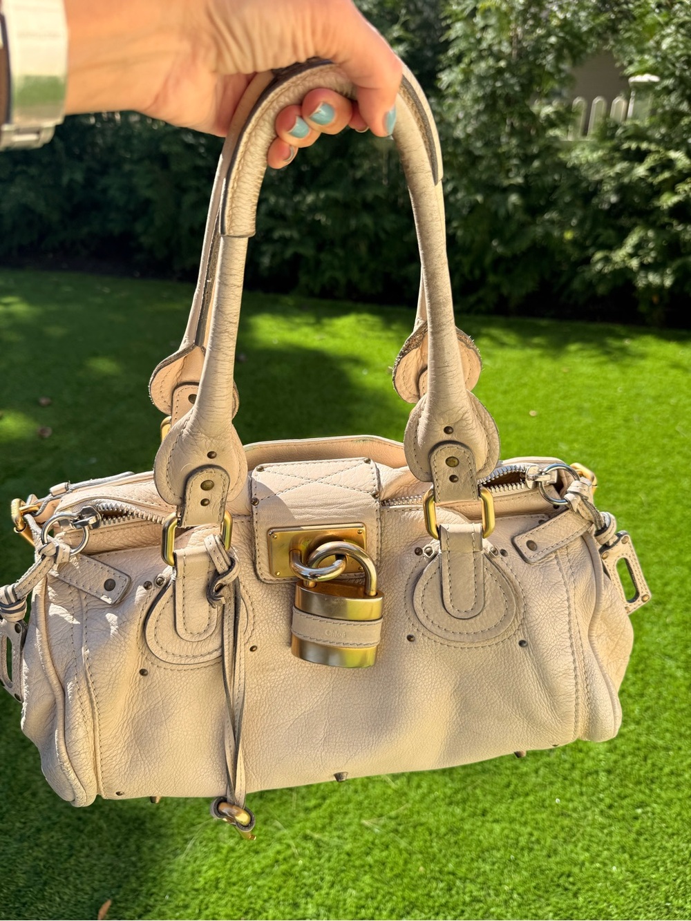 Chloé Paddington Medium Satchel - Beige/Cream Leather